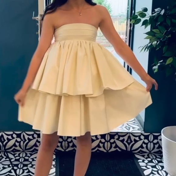 Rotate Birger Christensen Strapless Ruffled Twill Mini Dress - Picture 3 of 4